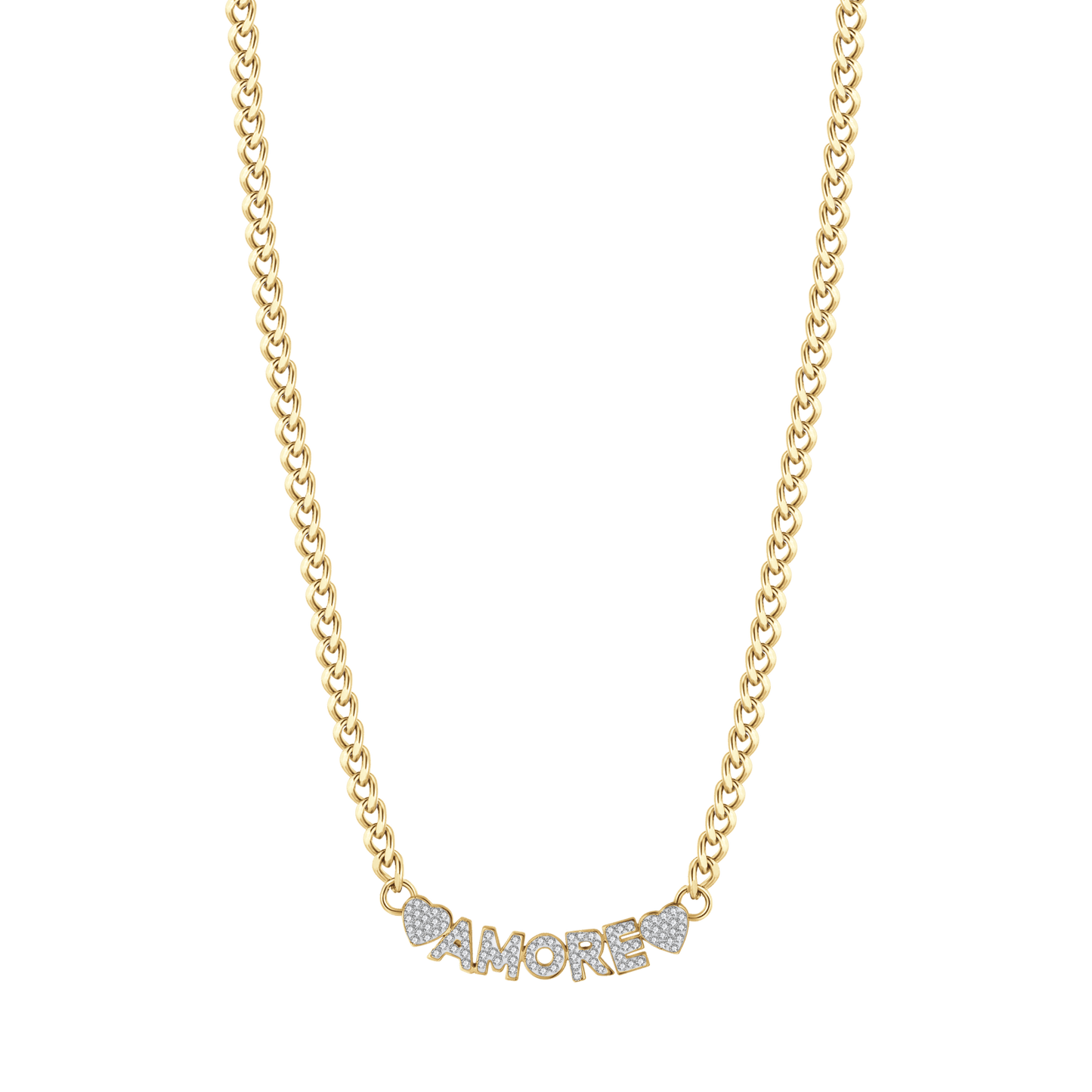 COLLIER D'AMOUR EN ACIER PLAQUÉ OR AVEC CRISTAUX BLANCS