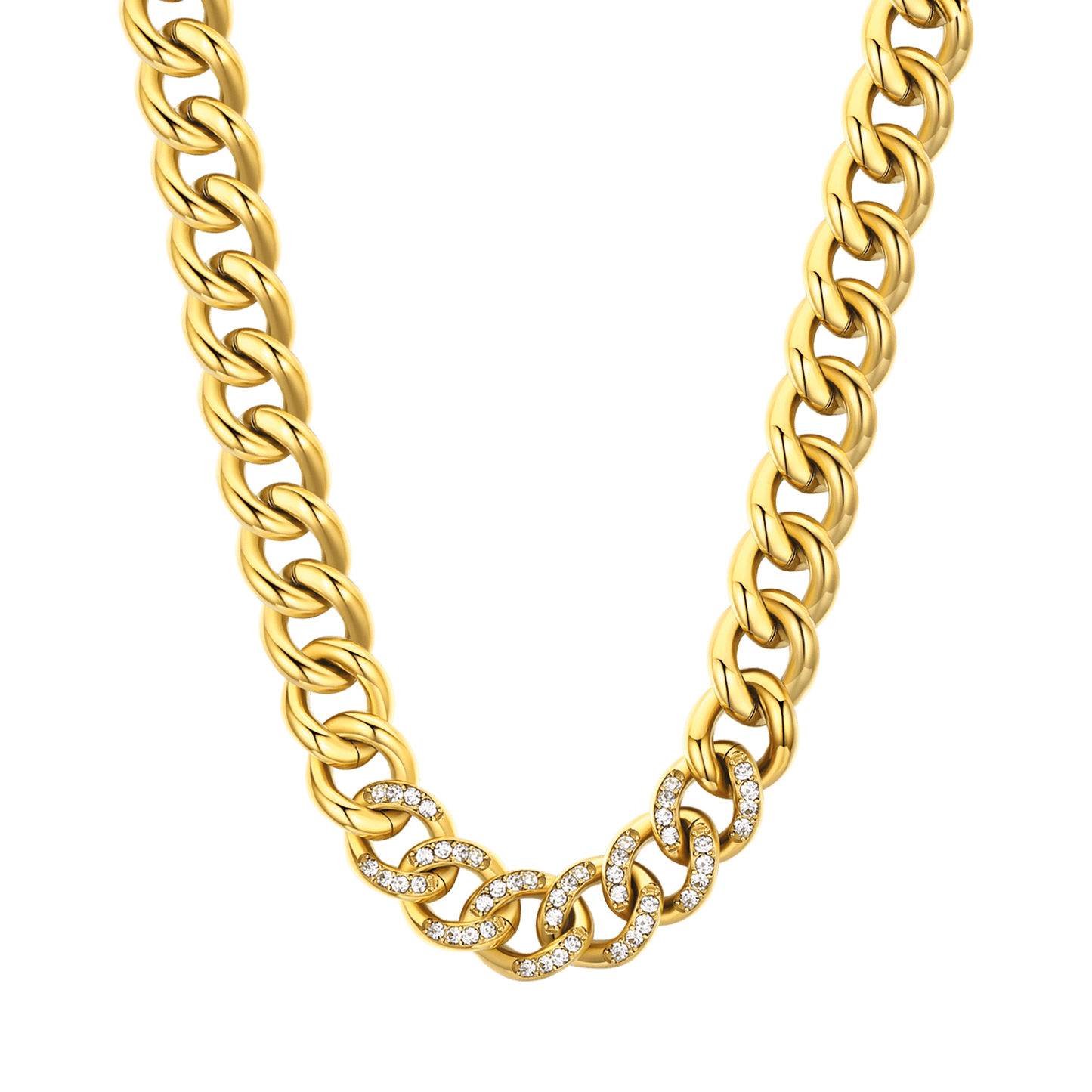 COLLIER POUR FEMME EN ACIER AVEC CHAÎNETTE ET CRISTAUX BLANCS
