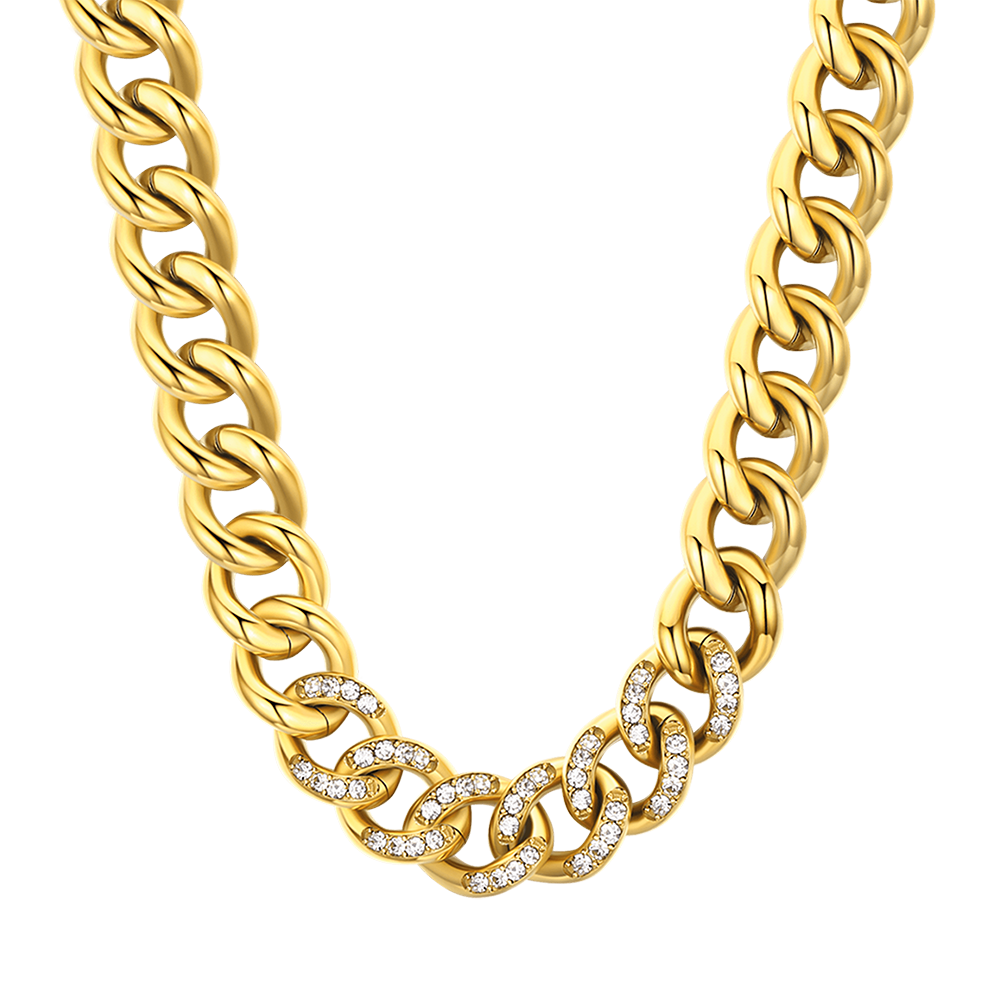 COLLIER POUR FEMME EN ACIER AVEC CHAÎNETTE ET CRISTAUX BLANCS