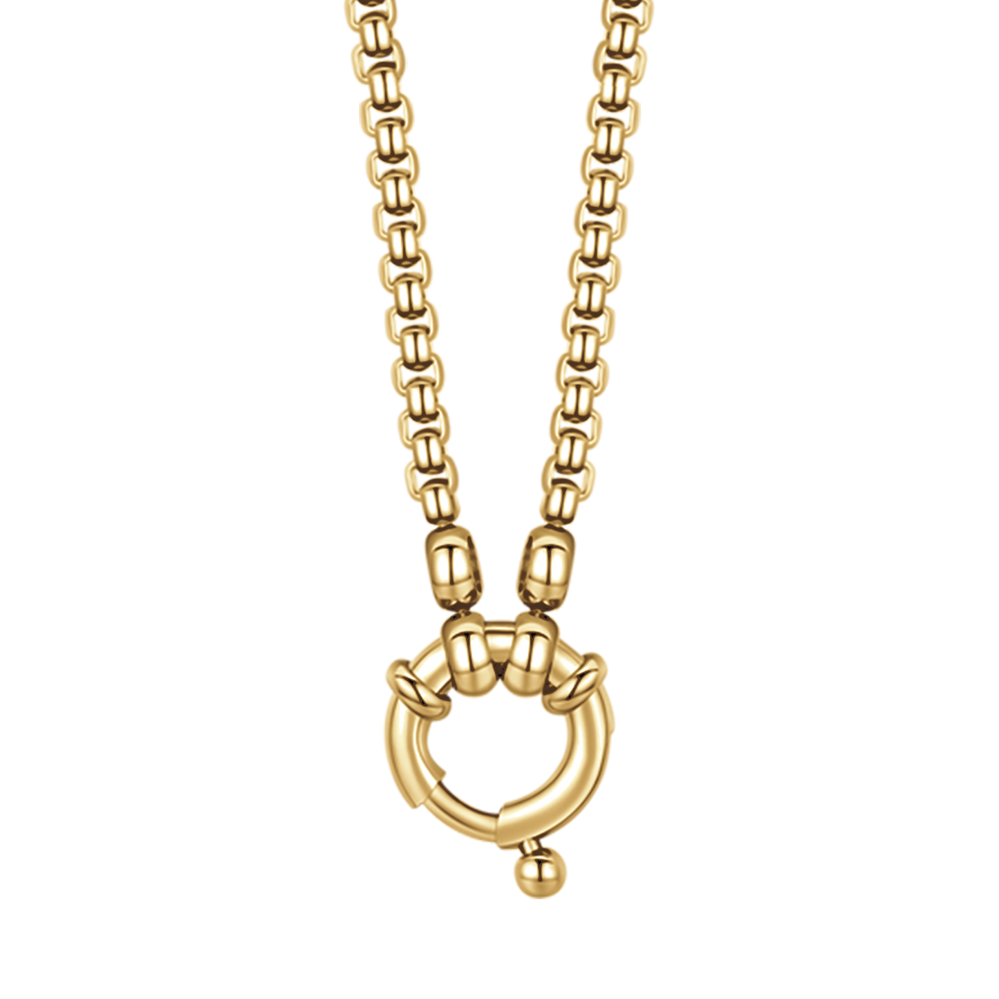 COLLIER EN ACIER DORÉ POUR FEMMES AVEC FERMOIR IP GOLD