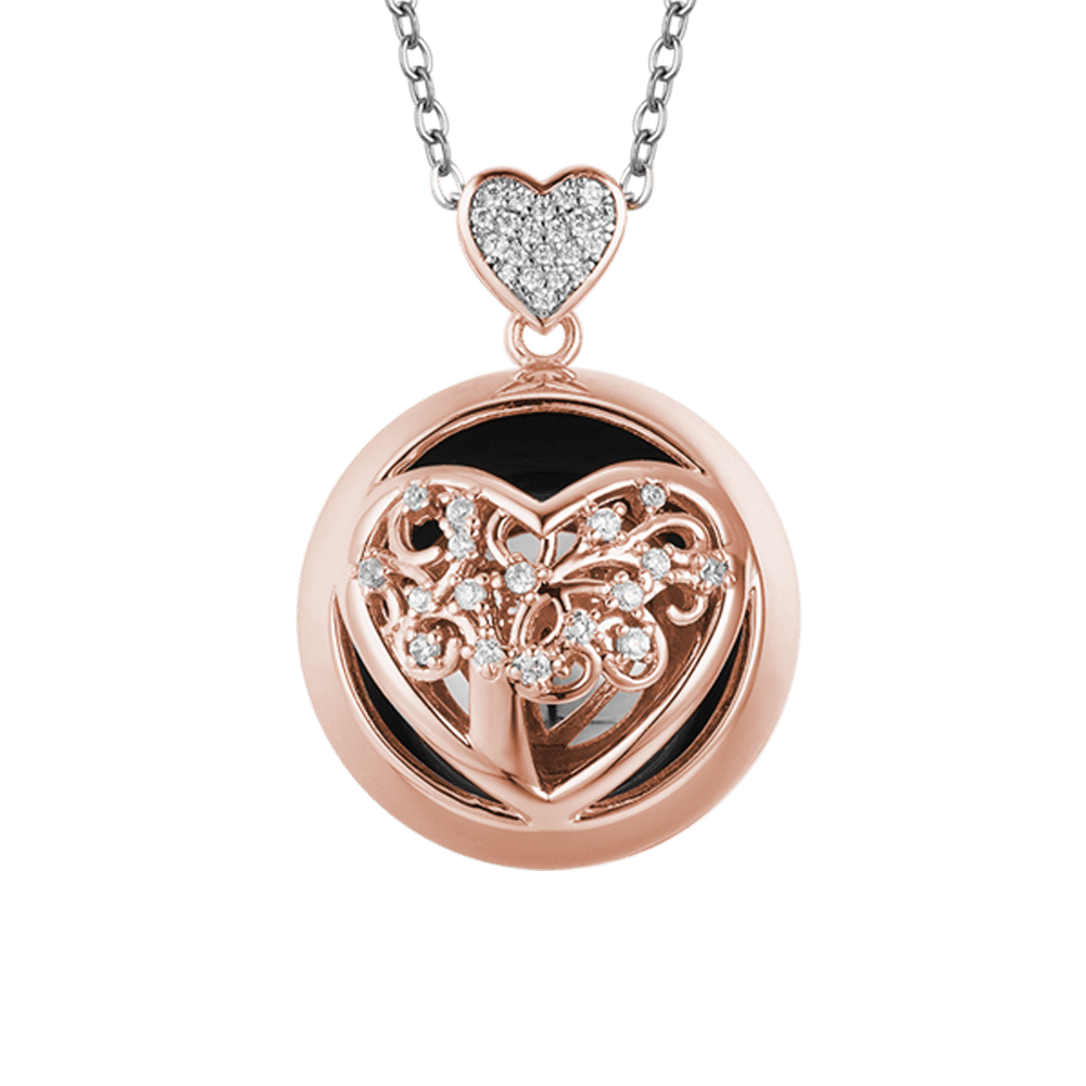COLLIER D'APPEL D'ANGE EN ACIER AVEC CŒUR ET SPHÈRE EN MÉTAL