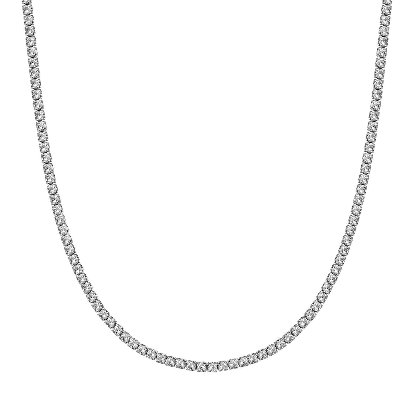 COLLIER DE TENNIS EN ACIER POUR FEMMES AVEC CRISTAUX BLANCS DE 4 MM