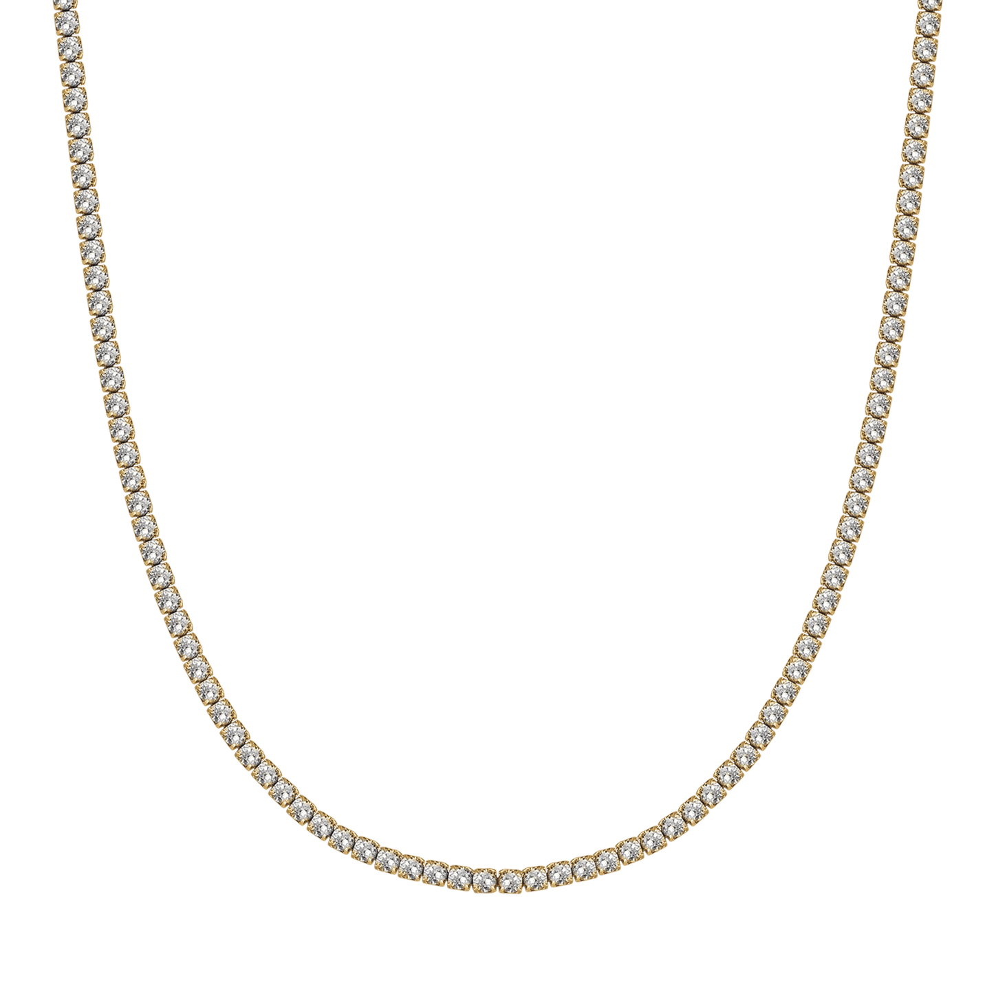 COLLIER DE TENNIS EN ACIER POUR FEMMES AVEC CRISTAUX BLANCS DE 4 MM