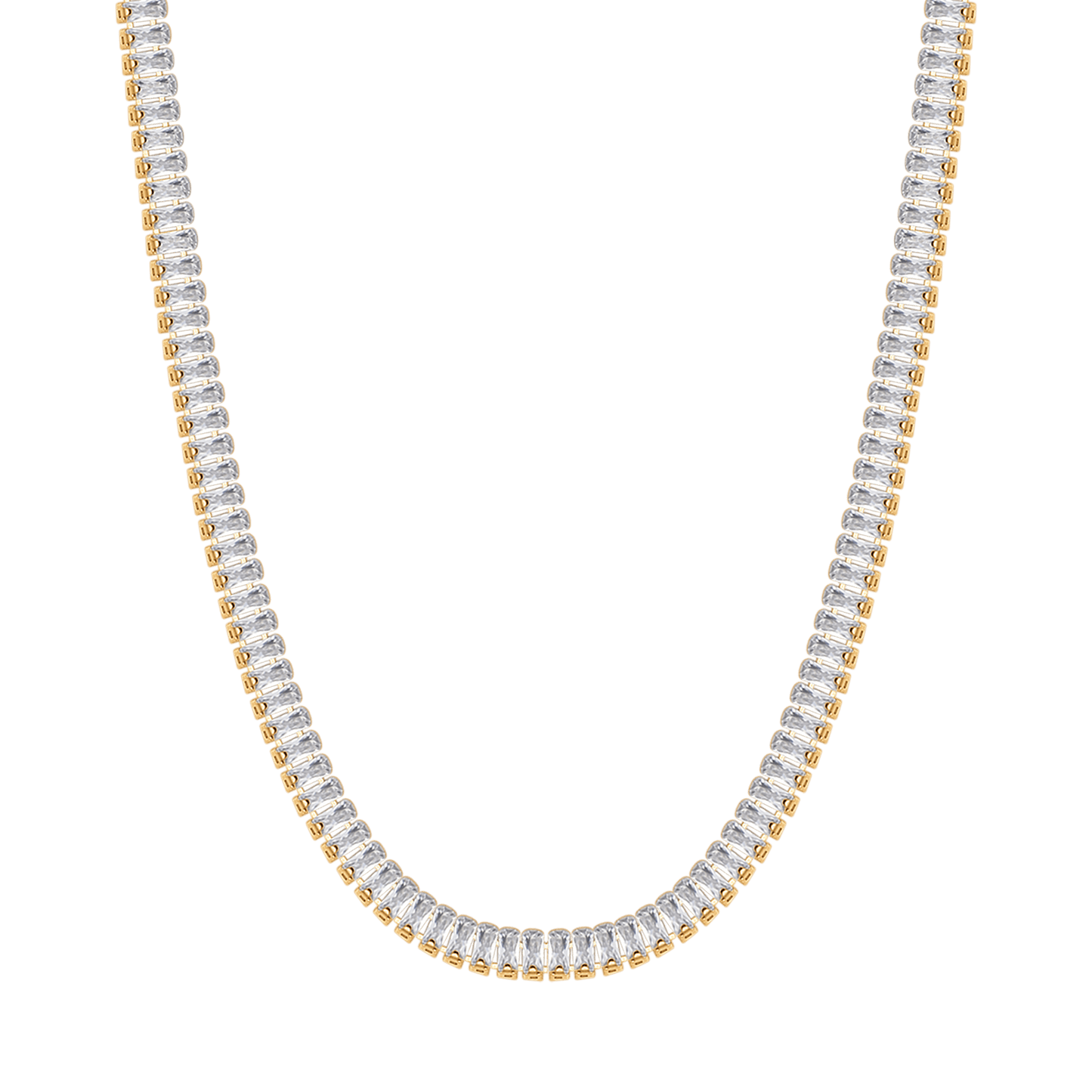 COLLIER TENNIS FEMME EN ACIER AVEC CRISTAUX BAGUETTE BLANCS
