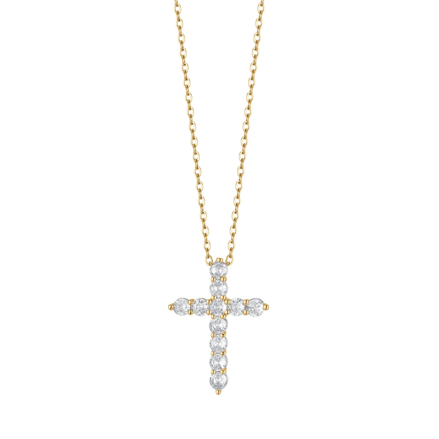 COLLIER POUR FEMME EN ACIER INOXYDABLE AVEC CROIX ET CRISTAUX BLANCS