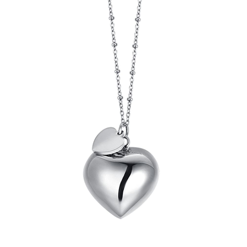 COLLIER D'APPEL D'ANGE EN ACIER AVEC PENDENTIF EN FORME DE COEUR