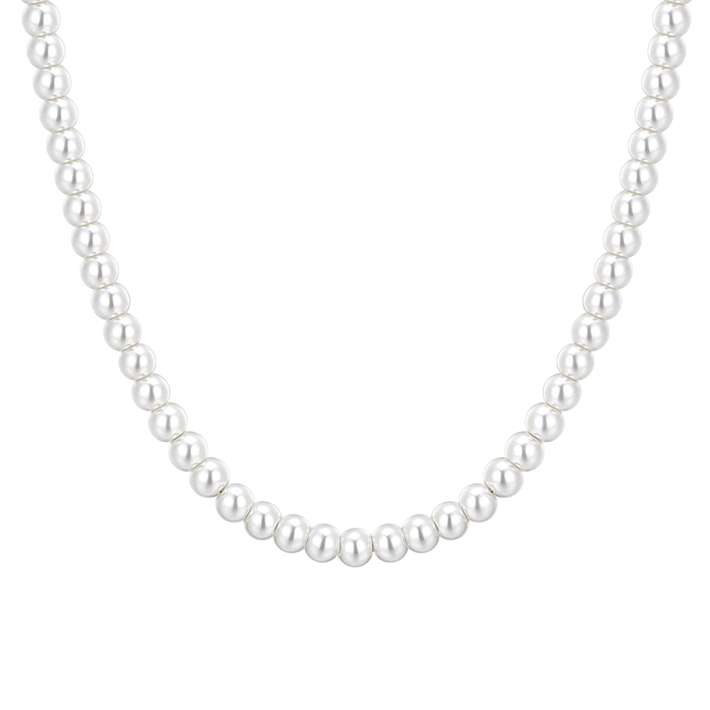COLLIER FEMME EN ACIER AVEC PERLES BLANCHES