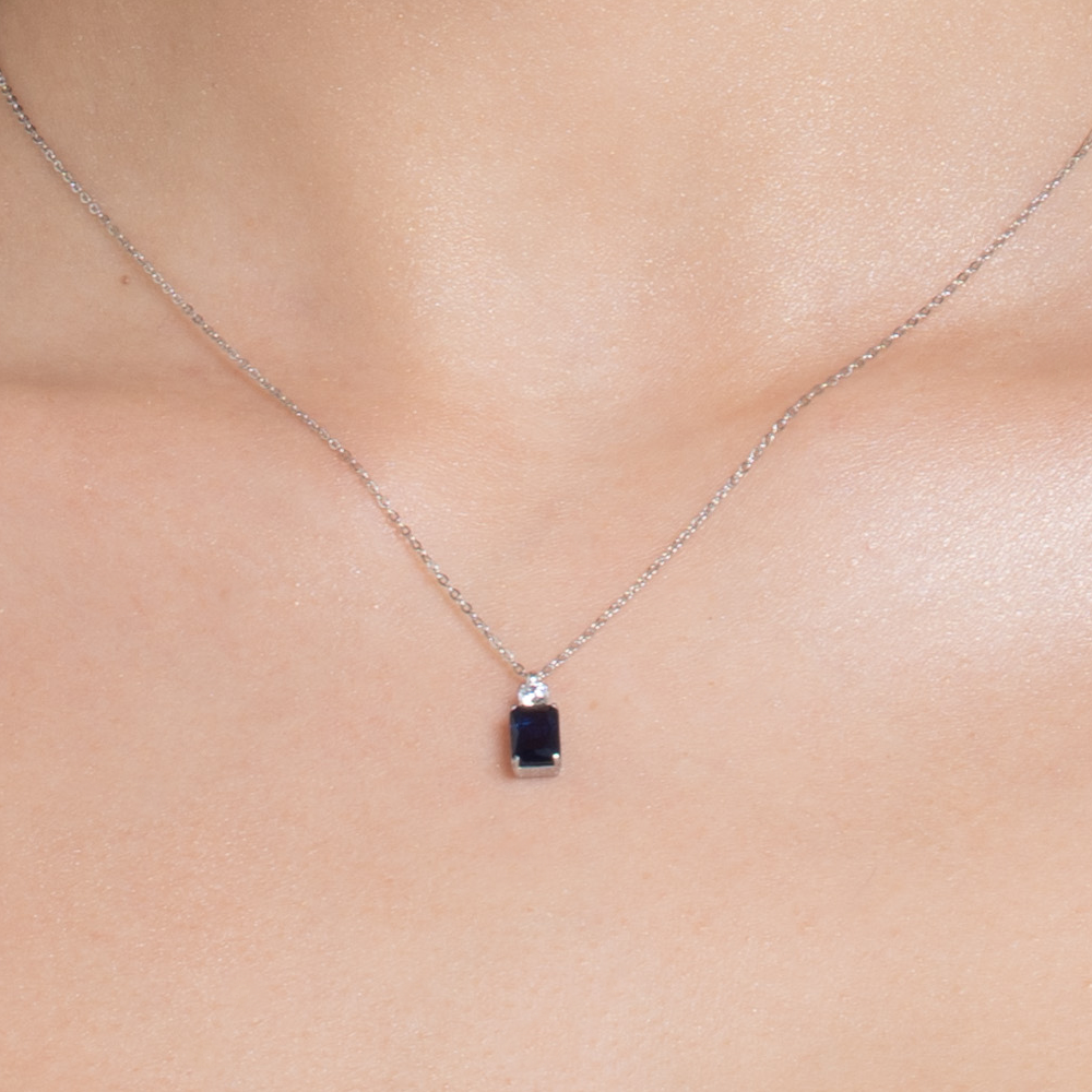 COLLANA DONNA IN ACCIAIO CON ZIRCONI BLU E BIANCO
