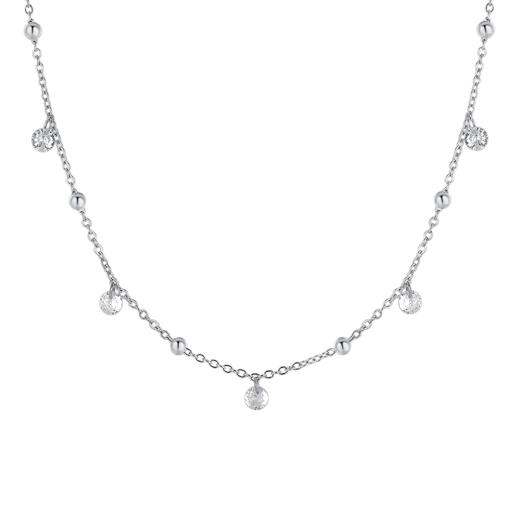 COLLANA DONNA IN ACCIAIO CON ZIRCONI BIANCHI