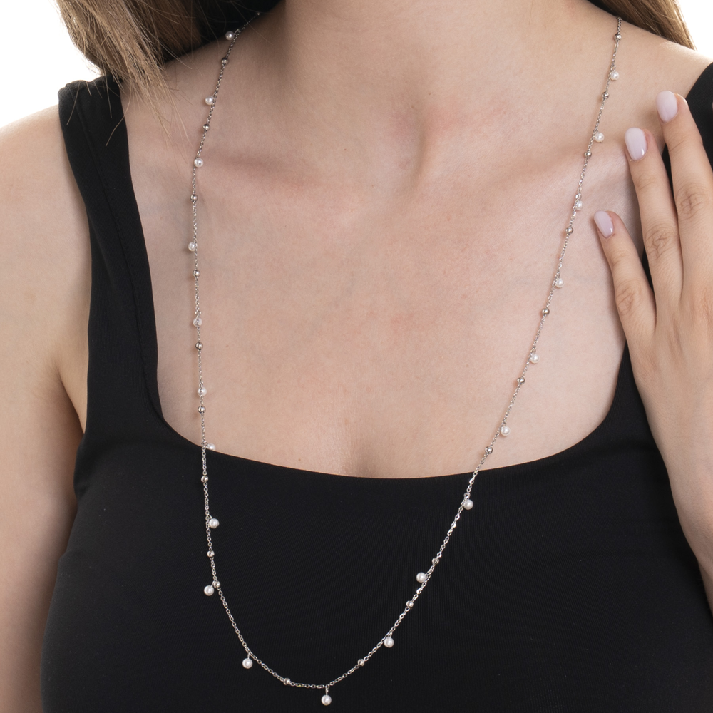 COLLANA DONNA IN ACCIAIO CON ZIRCONI BIANCHI