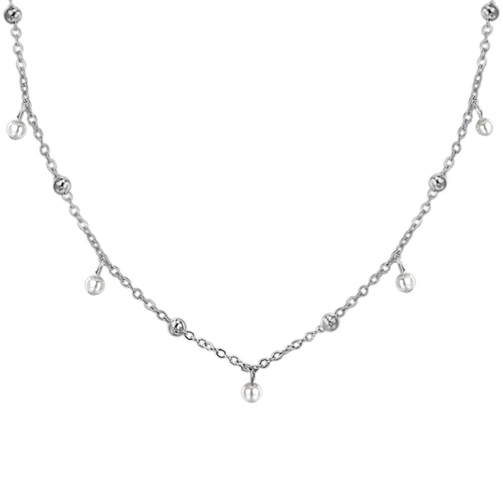 COLLIER FEMME EN ACIER AVEC PERLES BLANCHES