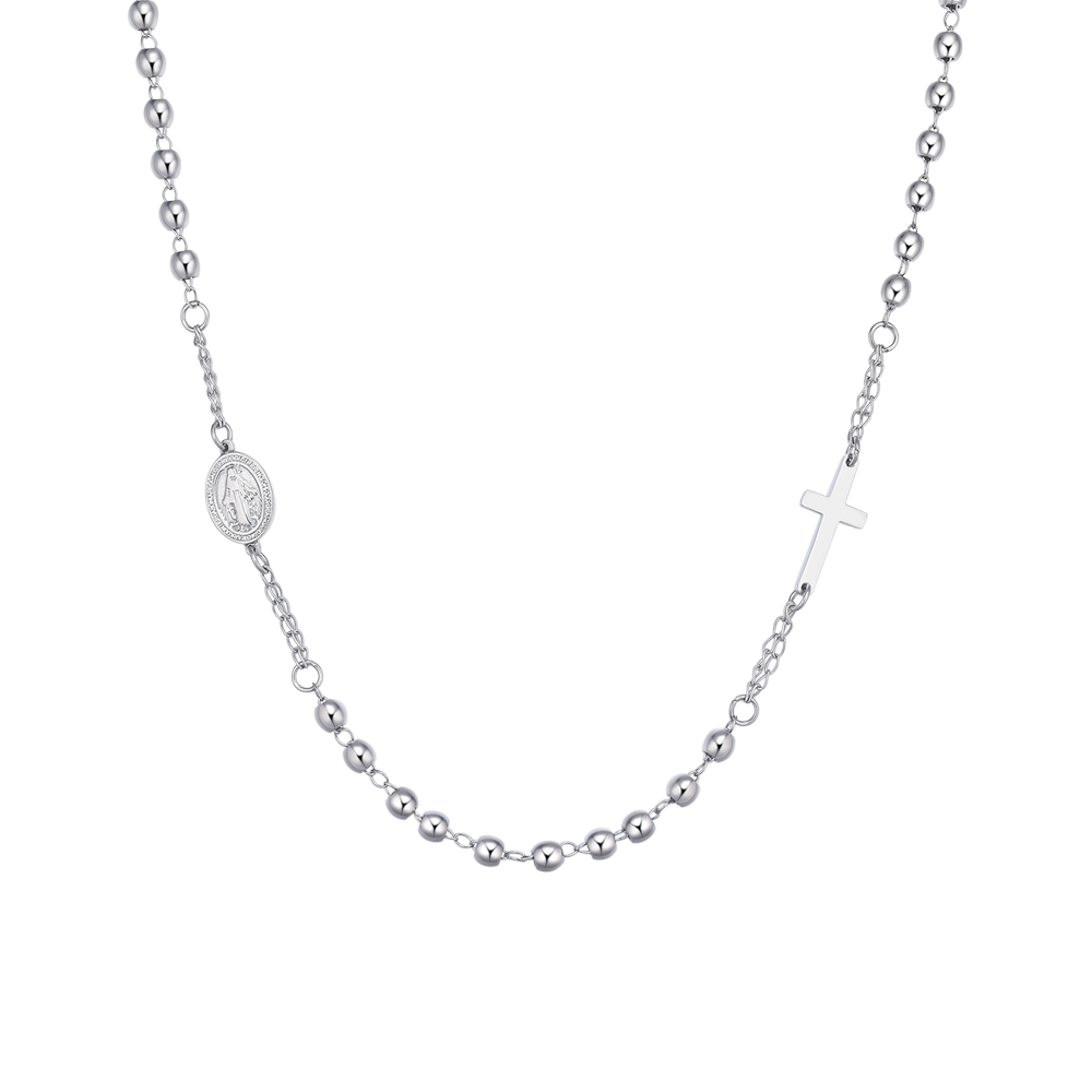COLLANA UOMO ROSARIO IN ACCIAIO