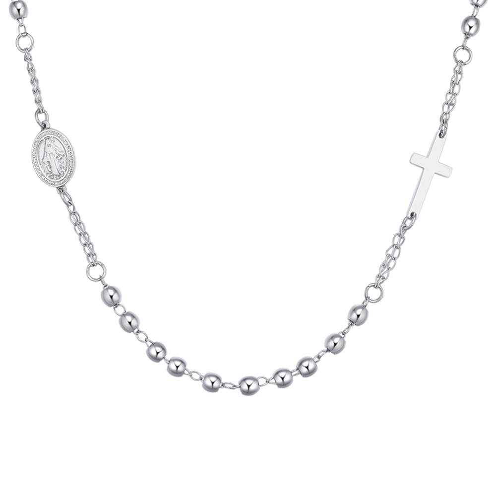 COLLANA UOMO ROSARIO IN ACCIAIO
