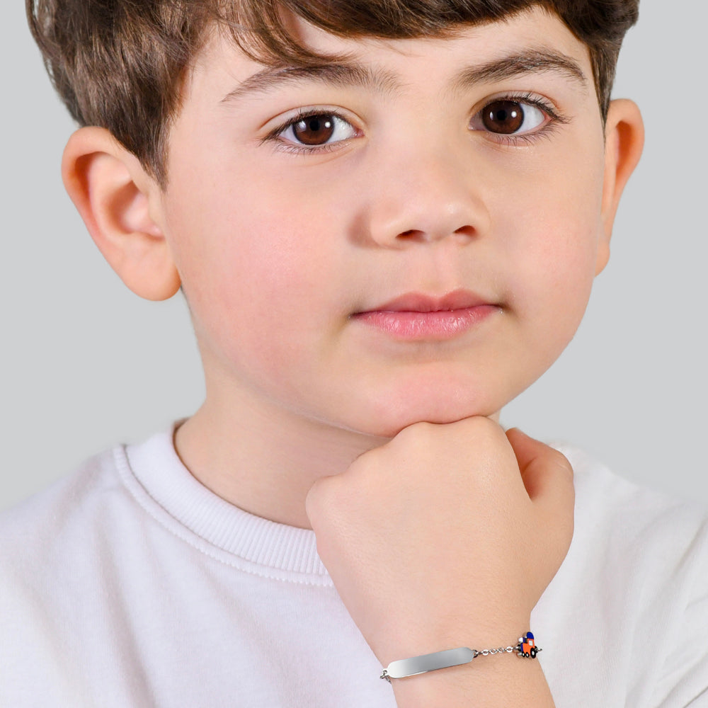 BRACELET BÉBÉ EN ACIER AVEC TRAIN