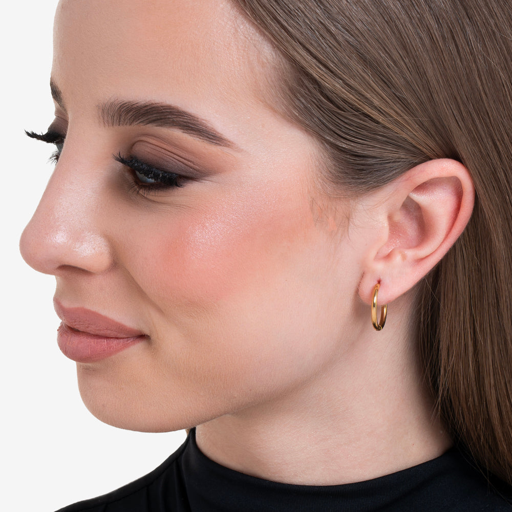 BOUCLES D'OREILLES EN ACIER PLAQUÉ OR 16 MM POUR FEMMES