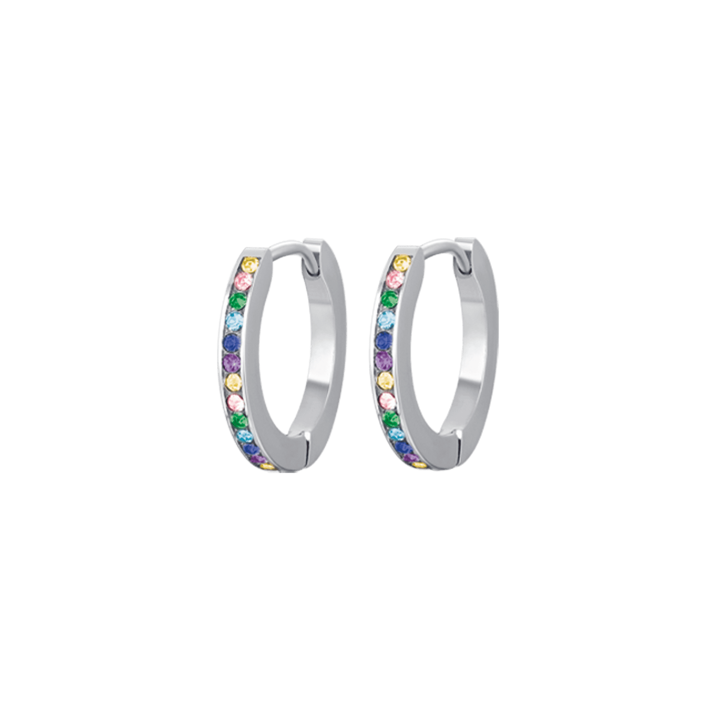 BOUCLES D'OREILLES EN ACIER POUR FEMMES AVEC CRISTAUX MULTICOLORES