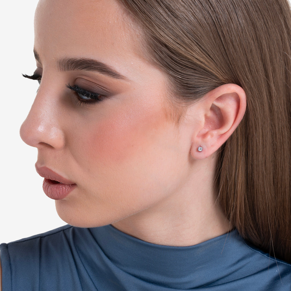 ORECCHINI DONNA IN ACCIAIO  CON CRISTALLO BIANCO