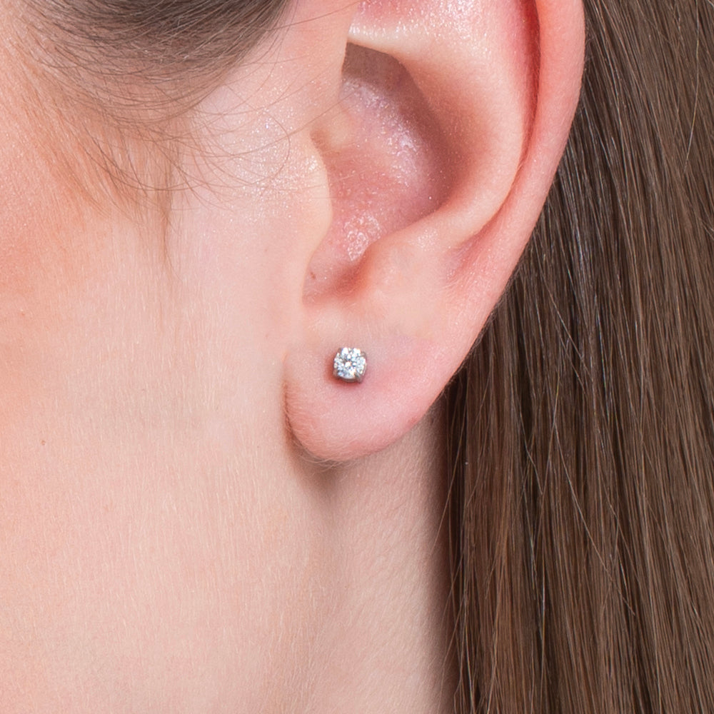 MONO ORECCHINO DONNA IN ACCIAIO CON ZIRCONE BIANCO