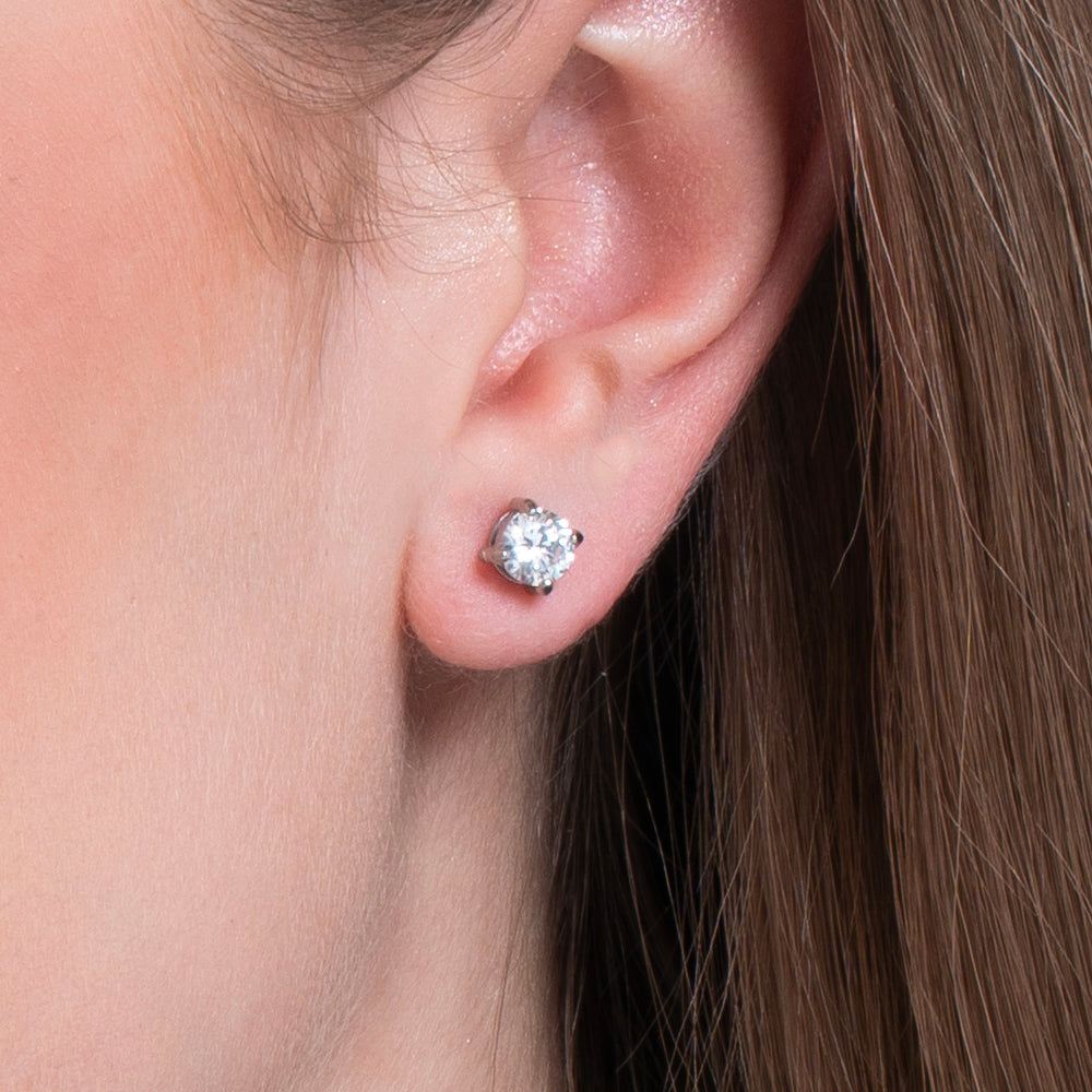 MONO ORECCHINO DONNA IN ACCIAIO CON ZIRCONE BIANCO