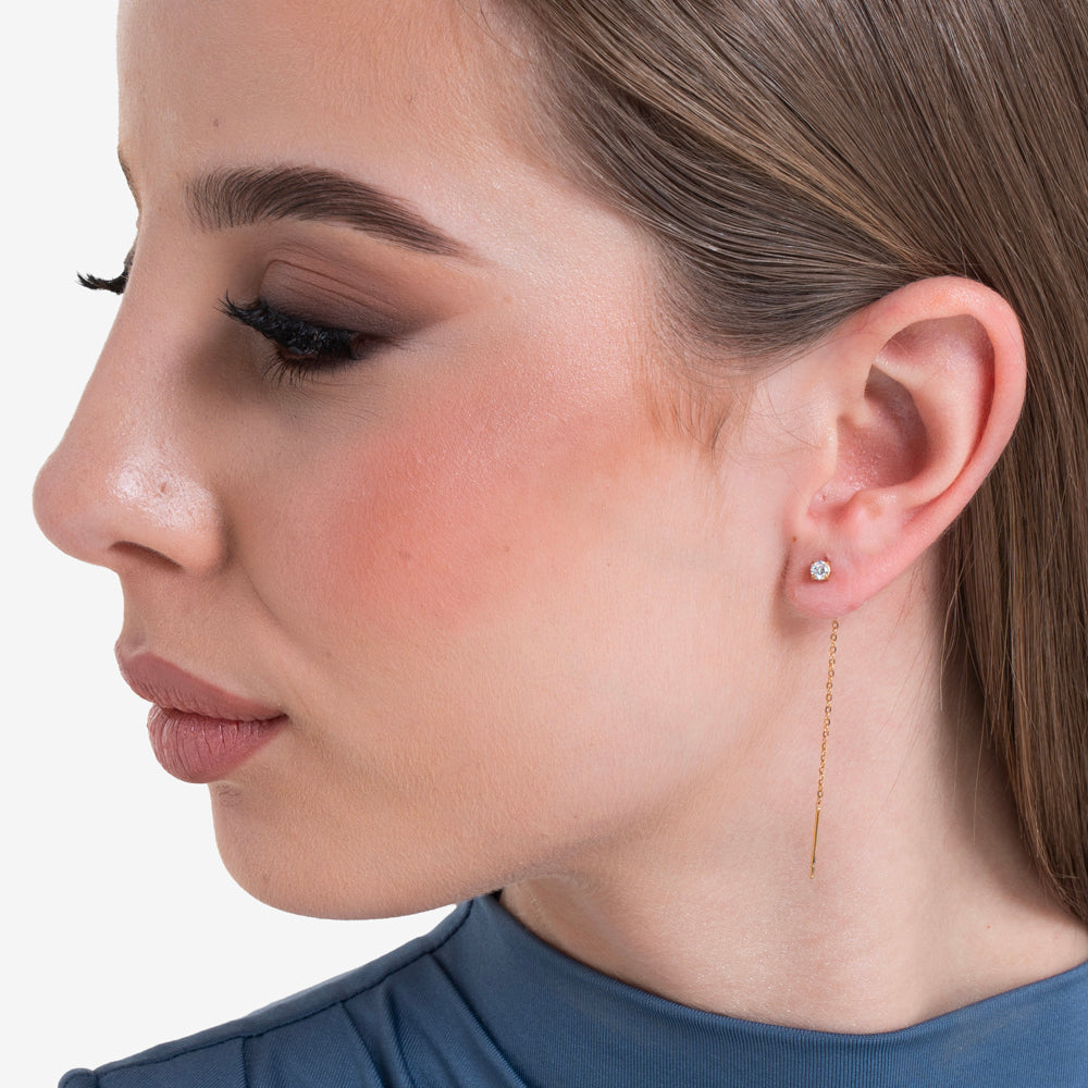 MONO ORECCHINO DONNA IN ACCIAIO IP GOLD CON CRISTALLO BIANCO