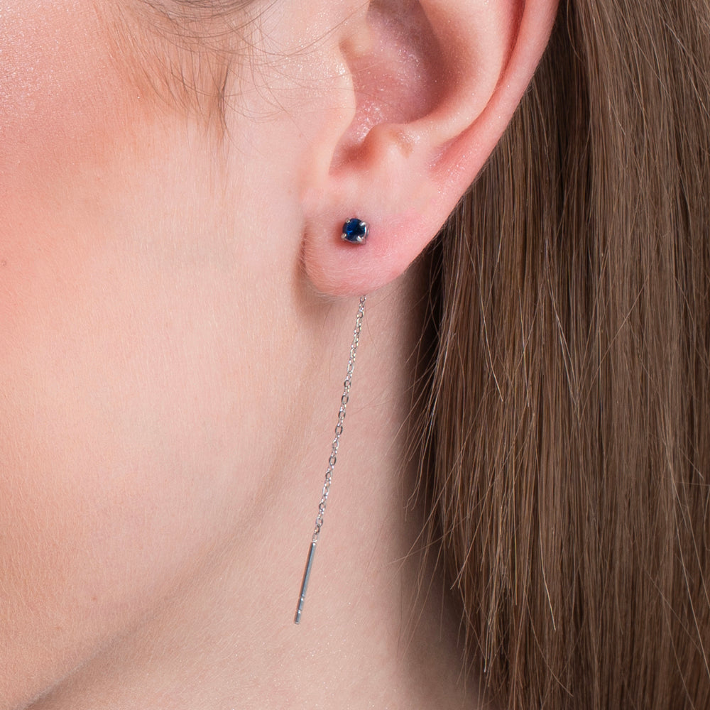 MONO ORECCHINO DONNA IN ACCIAIO CON CRISTALLO BLU