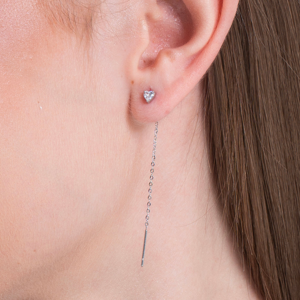 MONO ORECCHINO DONNA IN ACCIAIO CON CRISTALLO BIANCO