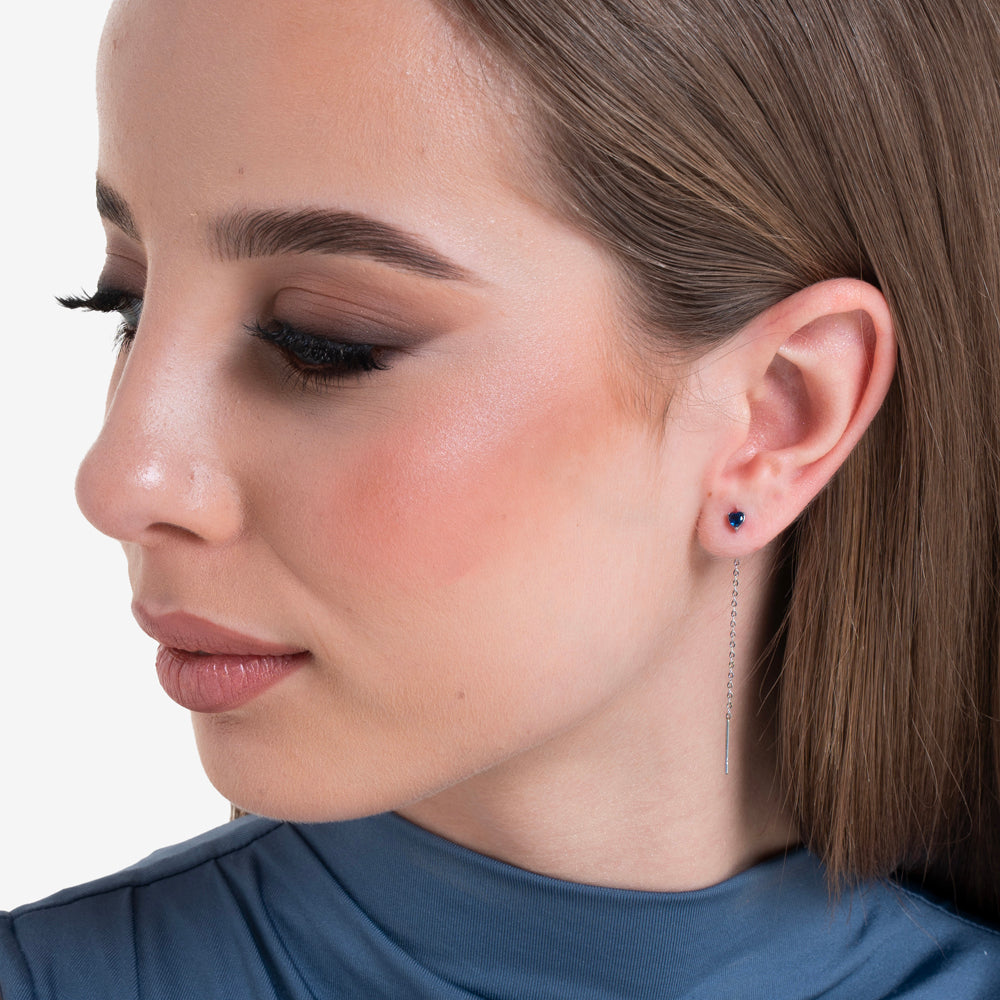 MONO ORECCHINO DONNA IN ACCIAIO CON CRISTALLO BLU