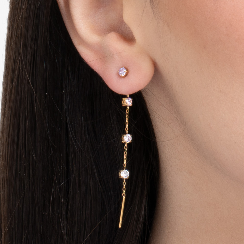 MONO ORECCHINO DONNA IN ACCIAIO IP GOLD CON CRISTALLI MULTICOLOR