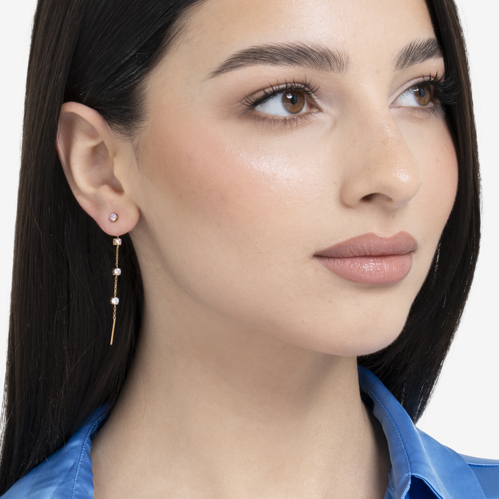 MONO ORECCHINO DONNA IN ACCIAIO IP GOLD CON CRISTALLI MULTICOLOR