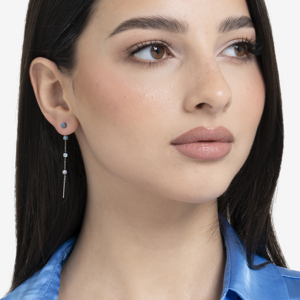 MONO ORECCHINO DONNA IN ACCIAIO CON CRISTALLI MULTICOLOR