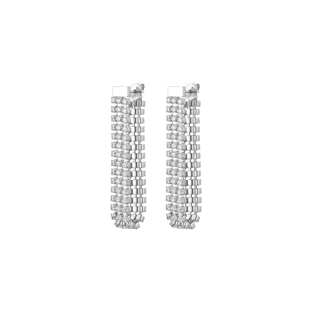 ORECCHINI TENNIS DONNA IN ACCIAIO CON ZIRCONI BIANCHI