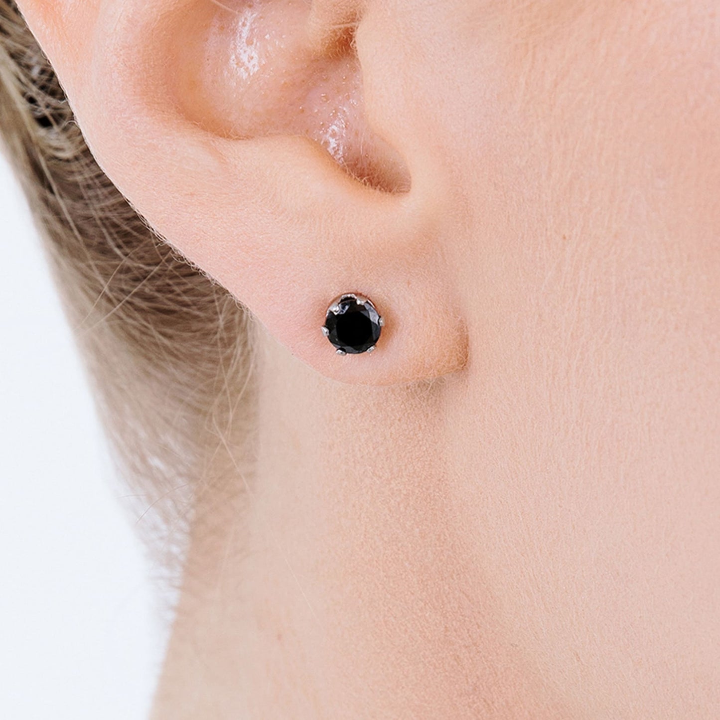 BOUCLES D'OREILLES SPOT EN ACIER AVEC CRISTAL NOIR