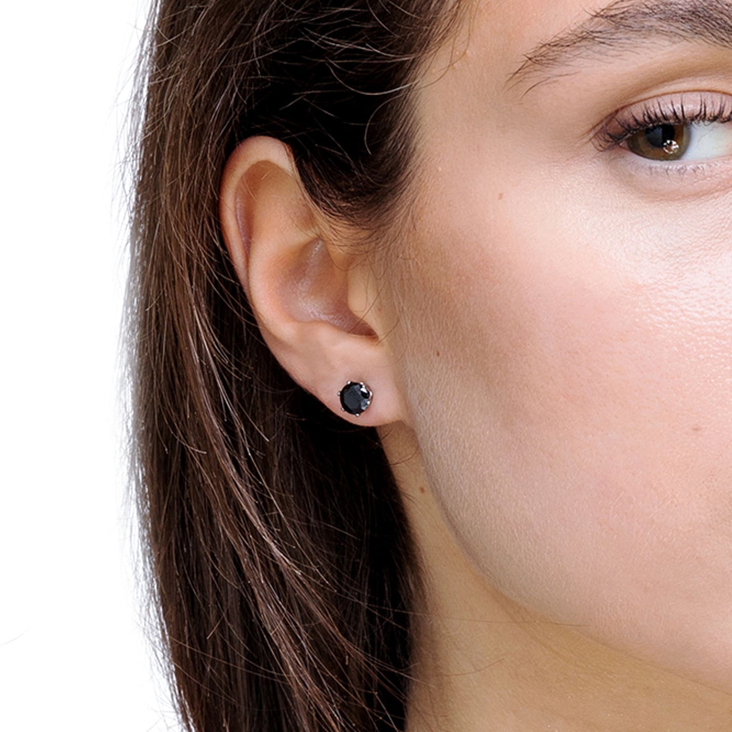 BOUCLES D'OREILLES SPOT EN ACIER AVEC CRISTAL NOIR