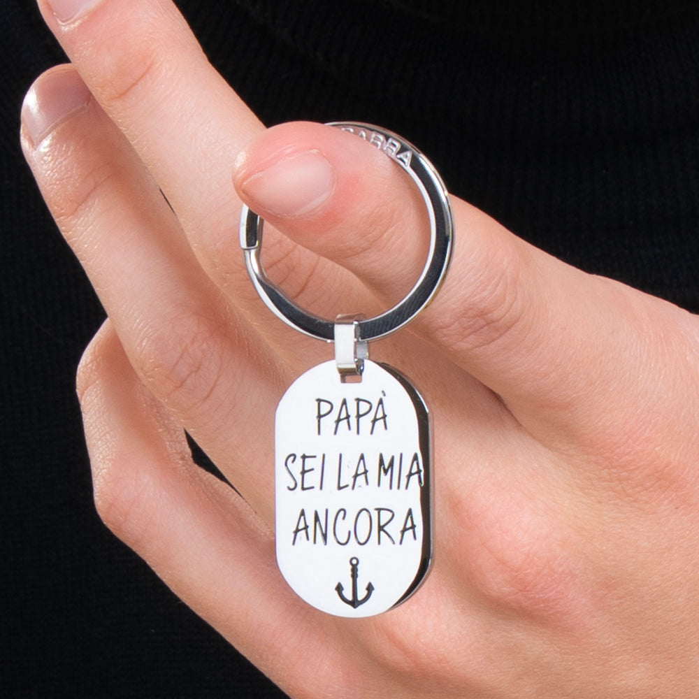 PORTE-CLÉS HOMME D'ACIER PAPA TU ES MON ANCRE