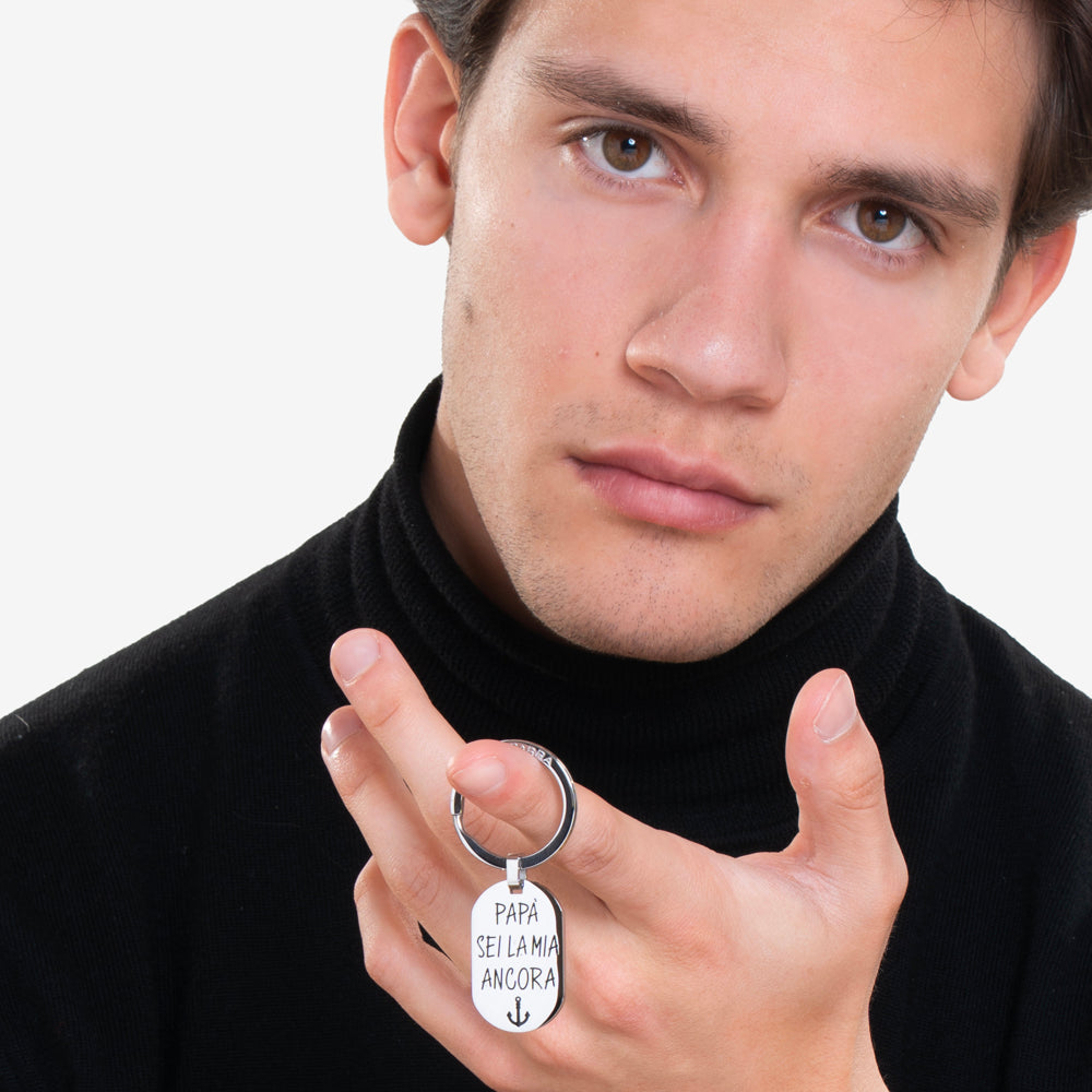 PORTE-CLÉS HOMME D'ACIER PAPA TU ES MON ANCRE
