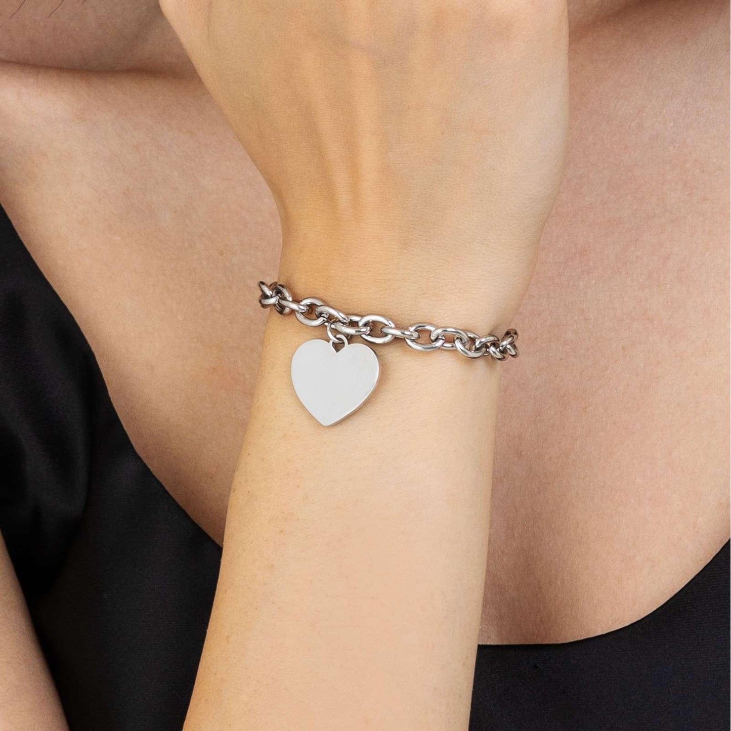 BRACELET EN ACIER INOXYDABLE AVEC COEUR POUR INCISIONS lucabarra