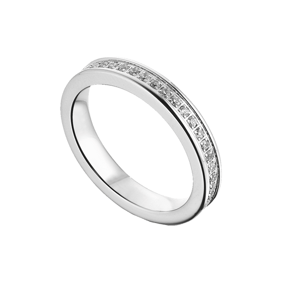 BAGUE EN ACIER POUR HOMMES ET FEMMES AVEC CRISTAUX BLANCS
