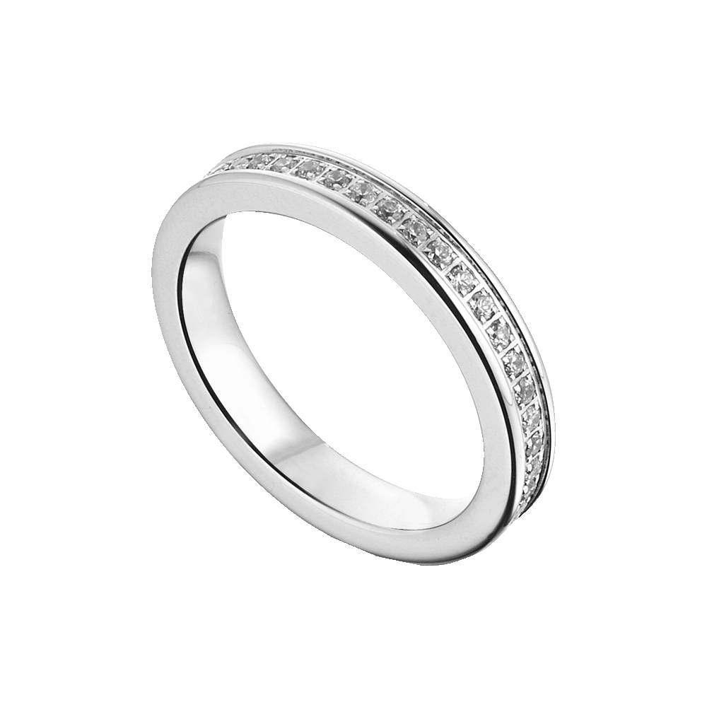 BAGUE EN ACIER POUR HOMMES ET FEMMES AVEC CRISTAUX BLANCS