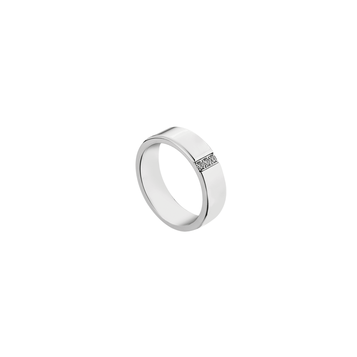 ANELLO UOMO IN ACCIAIO CON CRISTALLI BIANCHI