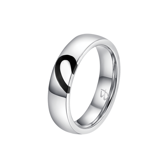 FEDINA DONNA E UOMO IN ACCIAIO CON MEZZO CUORE CON SMALTO NERO