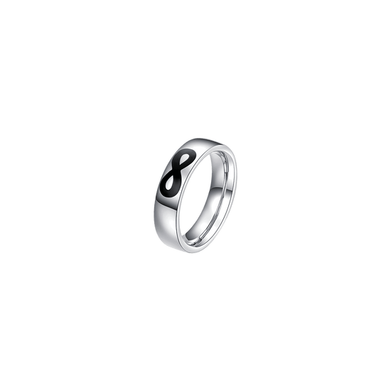 BAGUE POUR FEMME ET HOMME EN ACIER AVEC INFINITE EN ENAMEL NOIR Luca Barra