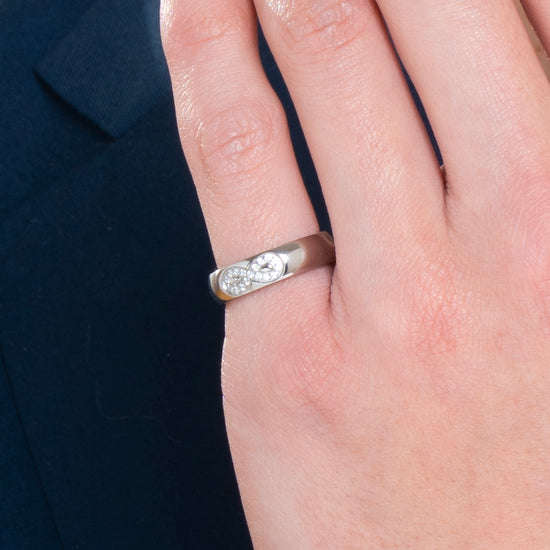 FEDINA DONNA E UOMO IN ACCIAIO CON INFINITO CON CRISTALLI BIANCHI