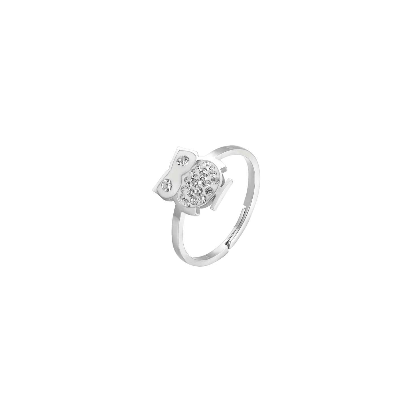 BAGUE POUR FEMME EN ACIER AVEC CLOUS ET CRISTAUX BLANCS TAILLE : S Luca Barra