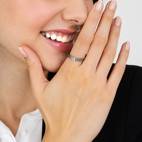 BAGUE DE FEMME EN ACIER SŒUR POUR TOUJOURS Luca Barra