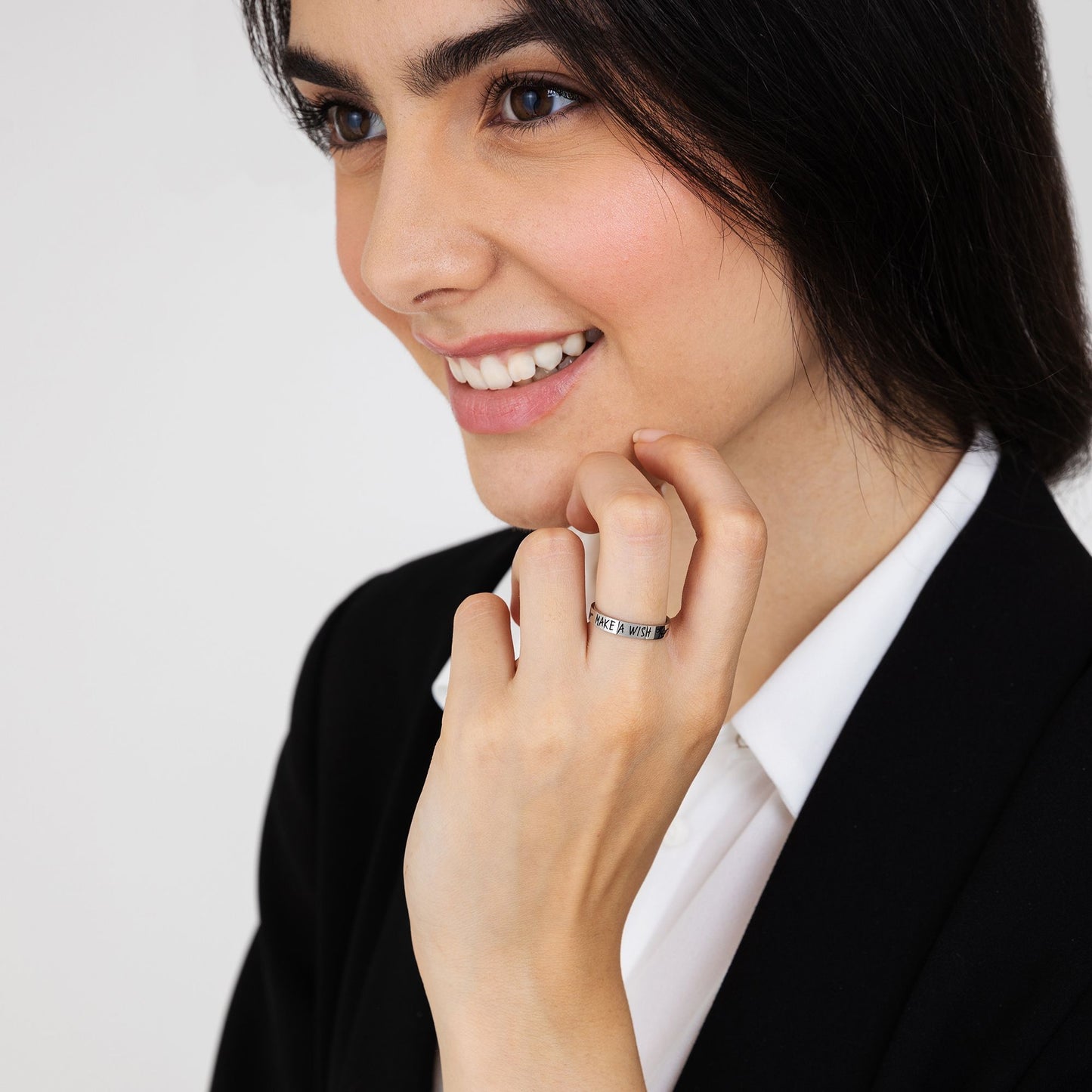 BAGUE EN ACIER POUR FEMME AVEC MAKE A WISH