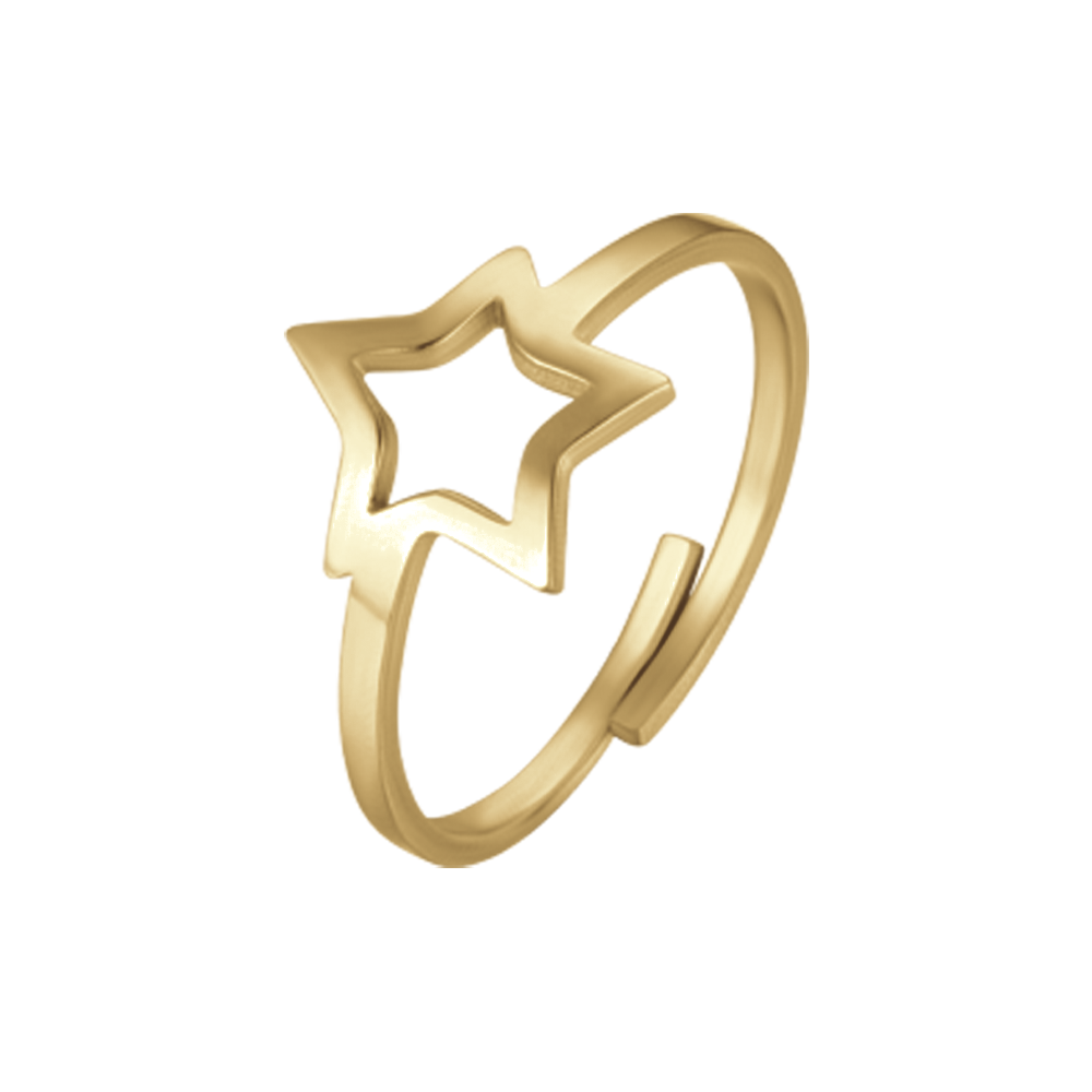 BAGUE EN ACIER DORÉ POUR FEMME AVEC ÉTOILE