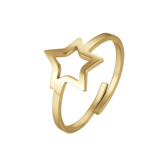 BAGUE EN ACIER DORÉ POUR FEMME AVEC ÉTOILE