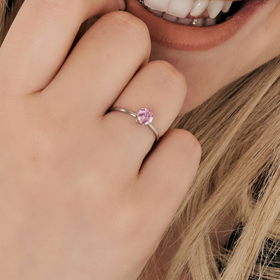 BAGUE SOLITAIRE POUR FEMME EN ACIER AVEC CRISTAL ROSE Luca Barra