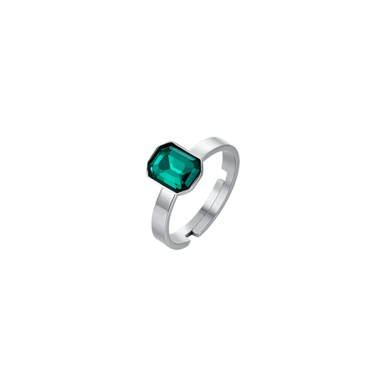 BAGUE POUR FEMME EN ACIER AVEC CRISTAUX VERTS Luca Barra