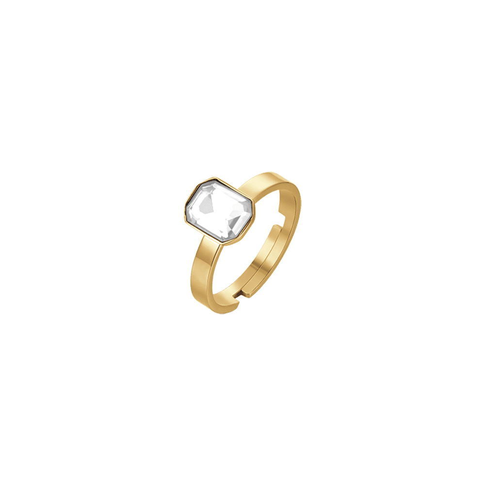 BAGUE POUR FEMME EN ACIER IP OR AVEC CRISTAUX BLANCS Luca Barra